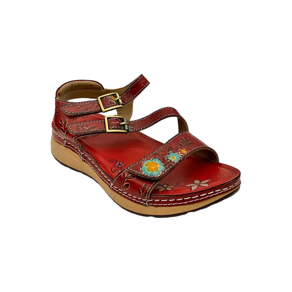 L'Artiste x Jane & Coco Leather Sandals Red - Medium